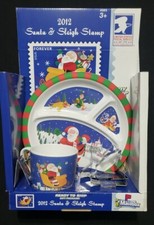 NEW Santa Sleigh Gift Set Plate Cup Cookie Cutter Child Christmas 2012 USPS Mail