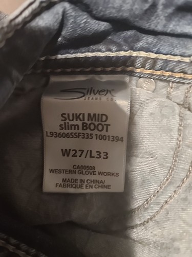 Silver Jeans Womens 27W Suki Mid Rise Slim Boot Super Stretch Denim - Picture 11 of 16