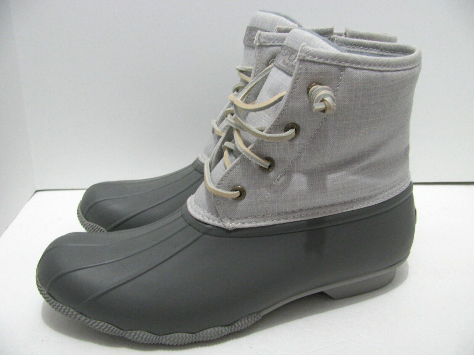 Sperry Rain Boots Womens 12 Lace Up Waterproof Canvas Rubber Duck Bill Boots NEW