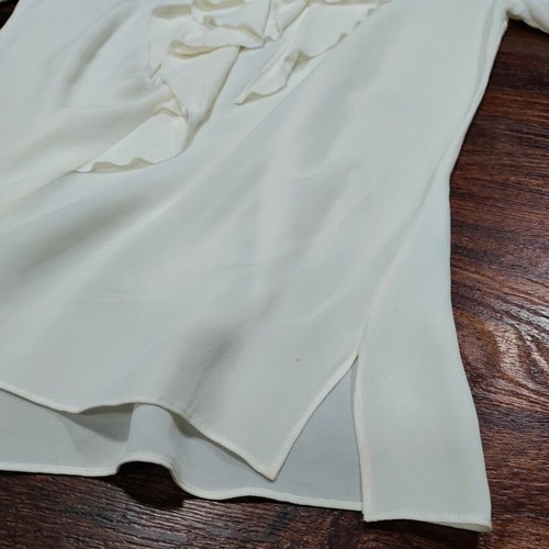 Kobi Halperin Workwear Ruffle Front Bishop Sleeve Silk Blouse Ivory Womens Small - Picture 7 of 14