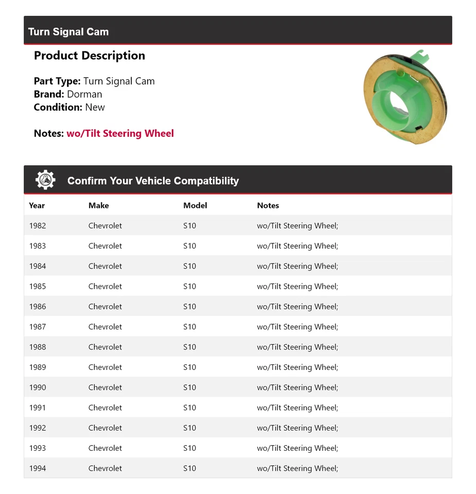 For 1982-1994 Chevrolet S10 Dorman Turn Signal Cam 1983 1984 1985 1986 1987 1988 - Image 2 of 4