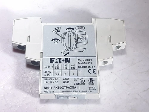 EATON MOELLER NHI11-PKZ0 AUXILIARY CONTACT 229680 1NO 1NC XTPAXSA11