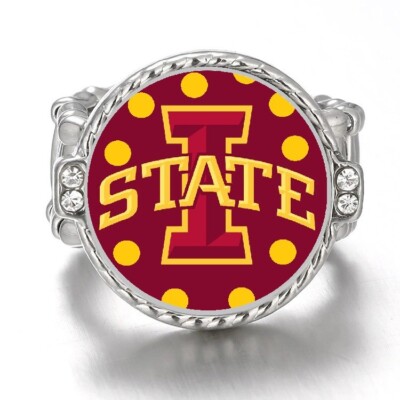 Iowa Cyclones Women's Silver Crystal Accent Ring w Gift Pkg D12