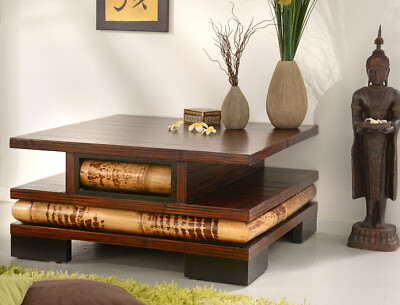Sofatisch aus Bambus Eco Couchtisch Beistelltisch Holz Tisch Glas  Wohnzimmer | eBay.de