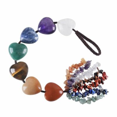 7 Chakra Stones Heart Crystal Tree of Life Wall Hanger Reiki Hanging Ornament US