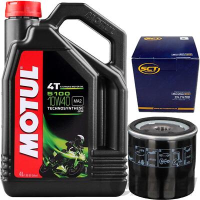 4L MOTUL 5100 4T MOTORRAD ÖL 10W-40 MA2 + ÖLFILTER für HONDA KAWASAKI YAMAHA
