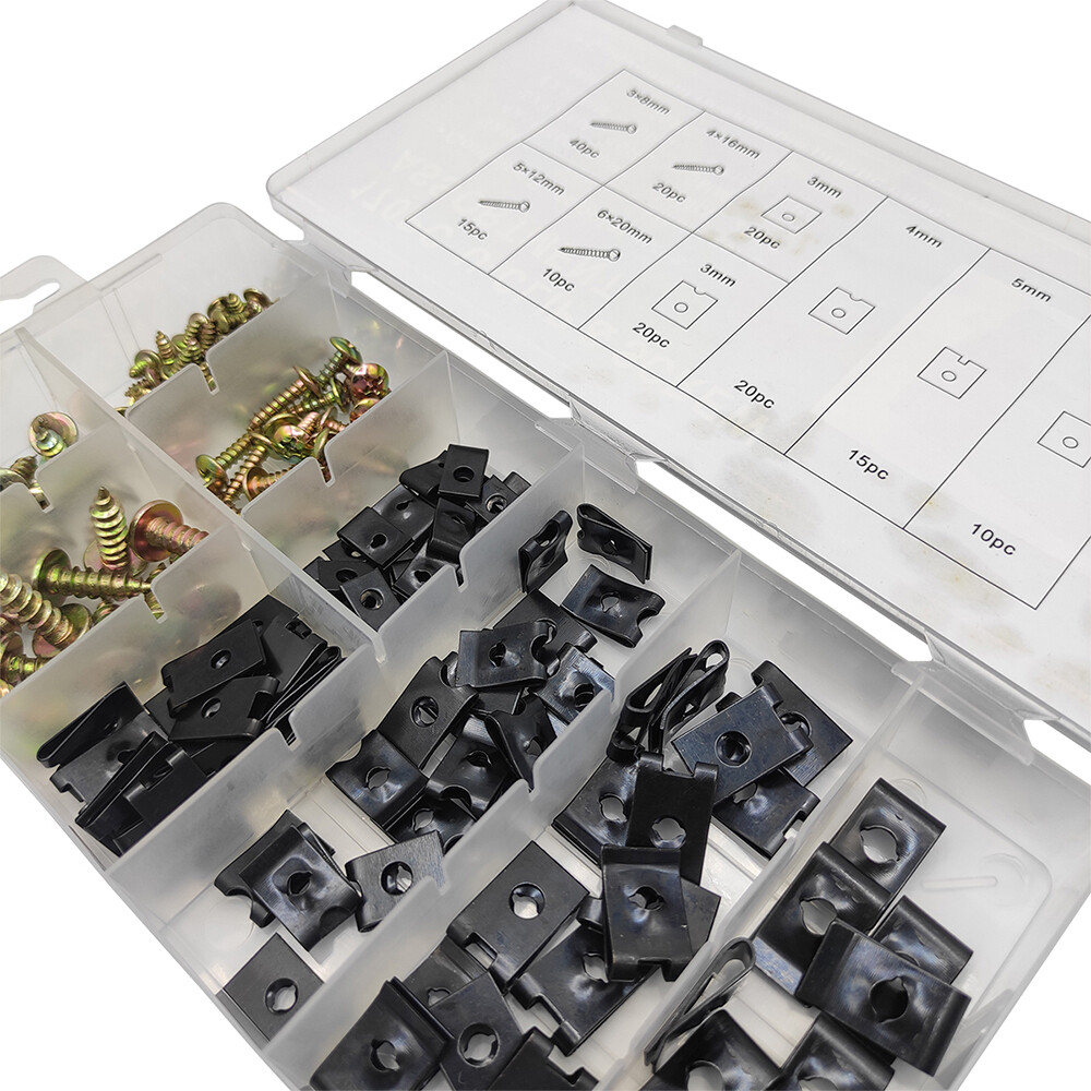 170tlg Blechmuttern & Schrauben Sortiment Auto Karosserie Kotflügelschrauben Set