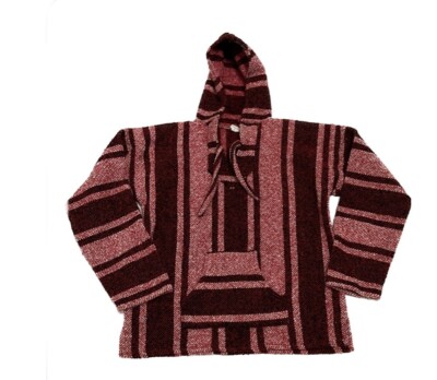 Women's Baja Hoodie Mexican Textiles Sweater Size Large Red