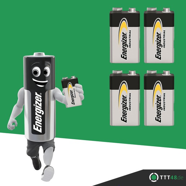 4X Energizer Industrial 9V Block Alcalino E-Block 6LR21 Batteria - Rilevatore Di Grezzi-image