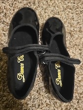 Dance Class Mary Jane Tap Shoes Size 12 Kids Girls Black Patent Leather