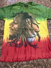 Bob Marley Shirt Mens Medium Green Yellow Red Short Sleeve 2007 Zion Tie Dye