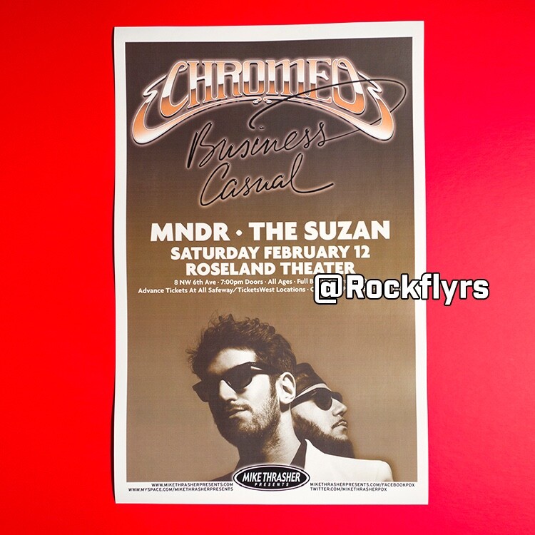 CHROMEO 2011 (Winter) Concert Promo 11x17 Street Poster. 