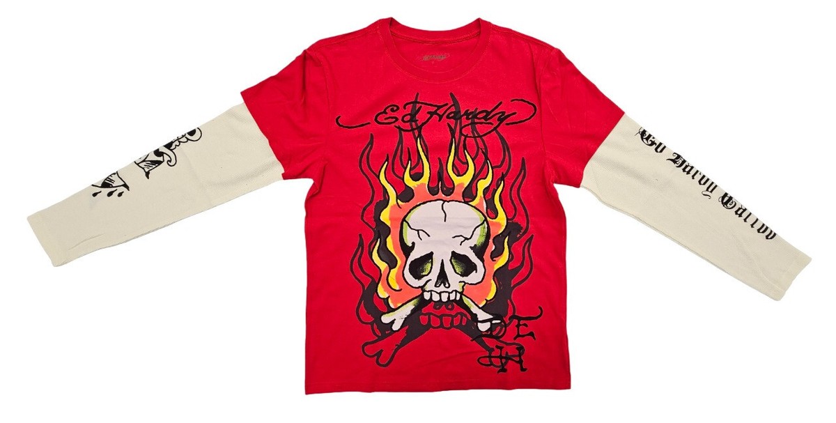 Ed Hardy FLAME SKULL PANTHER Tシャツ Ed Hardy Flame Skull White T-Shirt | Zumiez