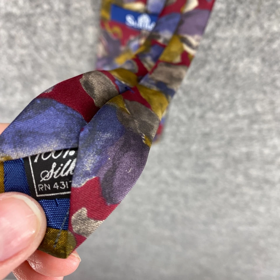 Corbata Surrey Rojo Azul Seda Floral Italia Clásica Foto 4 de 4