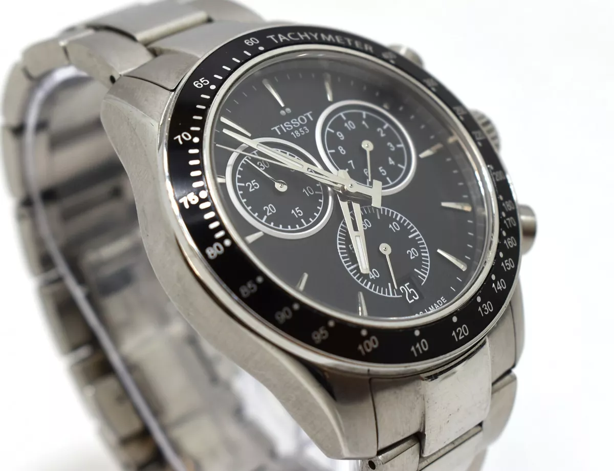 Tissot V8 Men s T106417A Swiss Made Watch All Silver Steel Chronograph 42mm