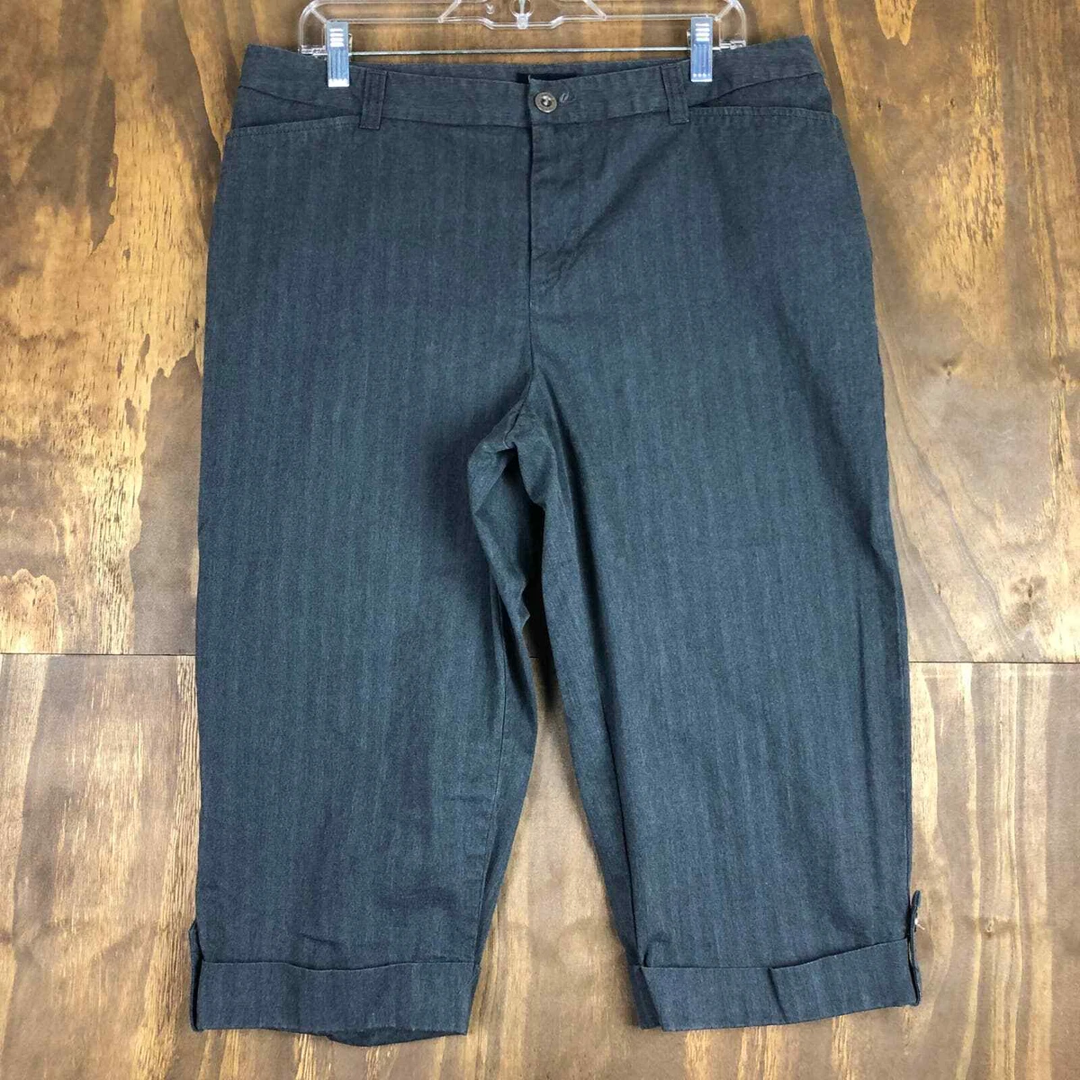 Sonoma Womens Pants Gray Capris Dark Academia Cuffed Workwear Formal Size  16