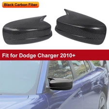 L+R Side Carbon Horn Mirror Covers Trims For 2011-2023 Dodge Charger Accessories
