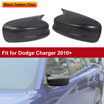L+R Side Carbon Horn Mirror Covers Trims For 2011-2023 Dodge Charger Accessories