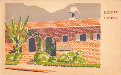Court House Hand Made Original Serigraph silk screen print Postcard