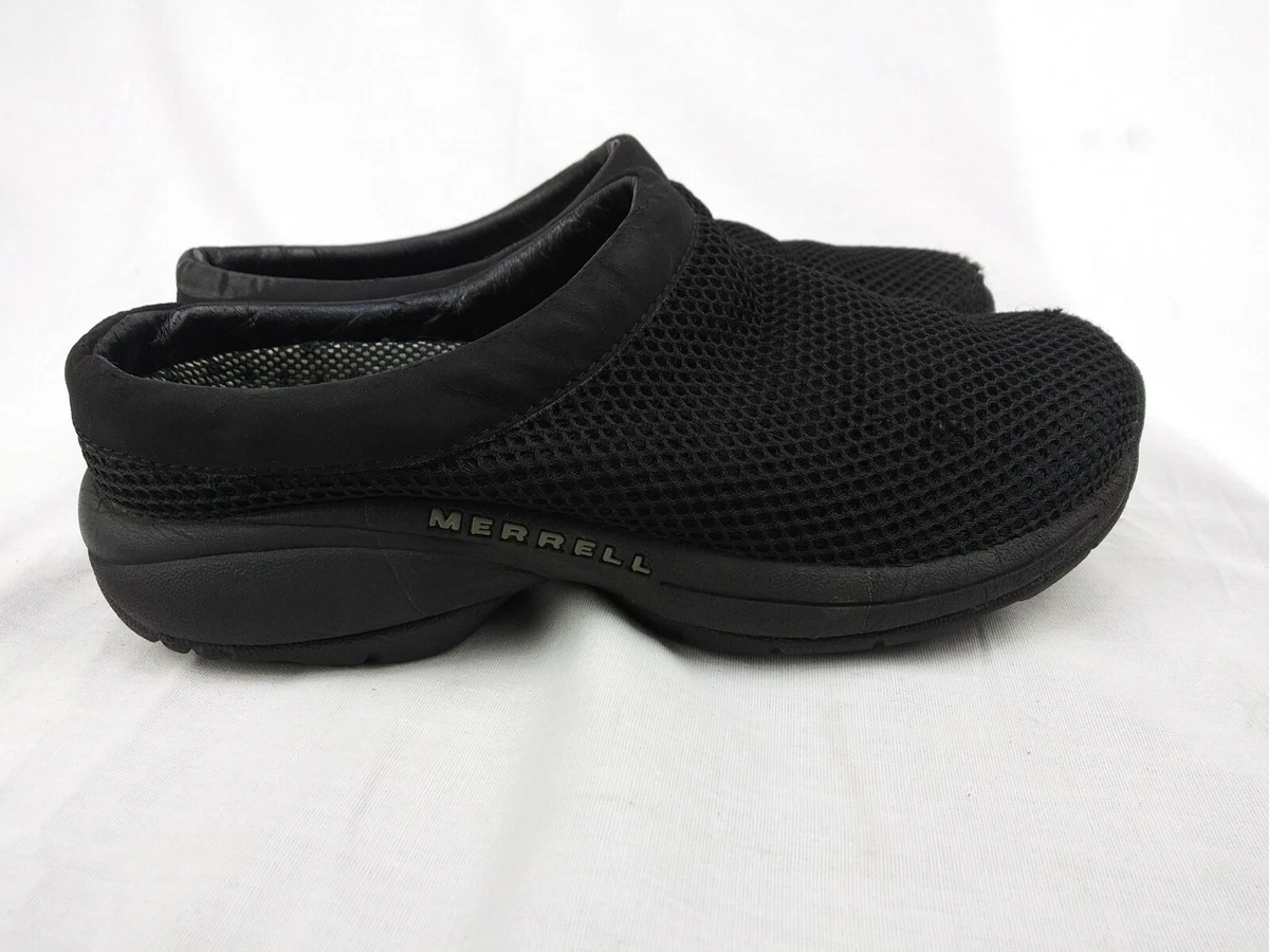Merrell Primo Breeze Low Back Women Sz 6 Black Mesh Slip On Loafer Mule Mocs