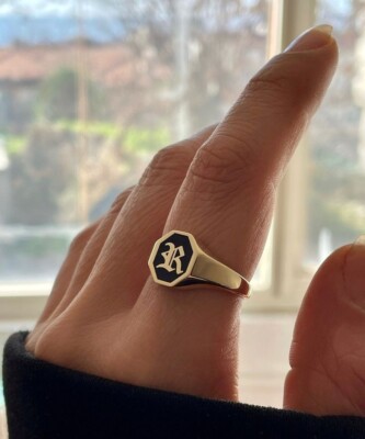 Customized Old English Initial Name Letter Ring For Men's In 10K