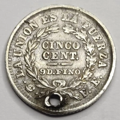 Rare Monnaie Argent, 5 Centavos 1875 - BOLIVIA (4) - Photo 1/2