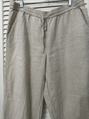 Jones New York Slacks Sz XL Ivory Linen Pull On Tapered Leg Drawstring Pocket - Picture 6 of 17