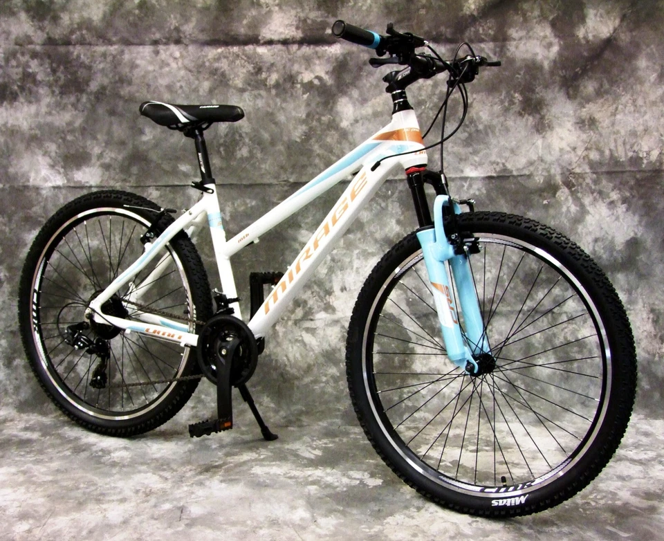 24 Zoll ALU Damen Mädchen MTB Gefedert mit 21-Gang Shimano NEU 2466-weiß-türkis - Bild 2 von 4