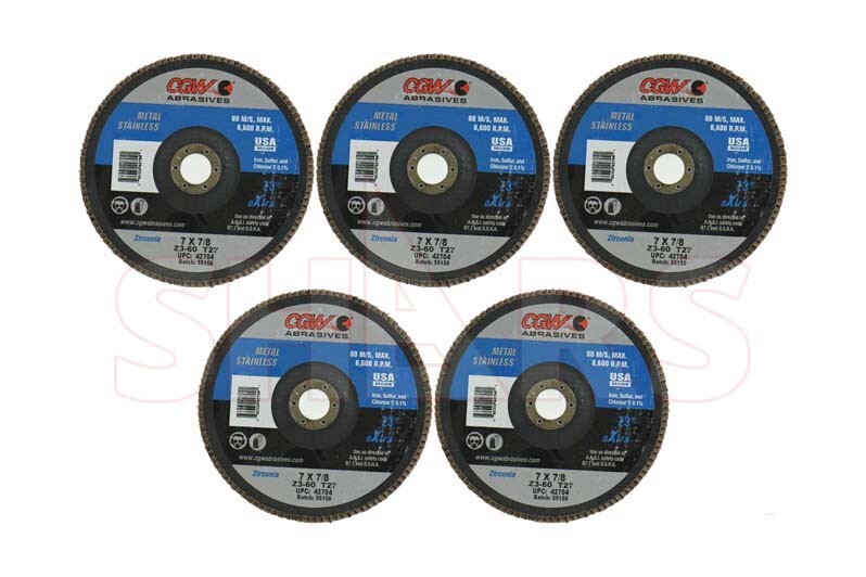 CGW 5 PCS 7 x 7/8 40 Grit Type 29 Z3 Zirconia Alumina Flap Disc P