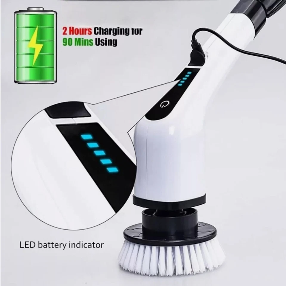 SPAZZOLA ELETTRICA Rotante Pulizia  PIASTRELLE Bagno Cucina 3 TESTINE 25W MZ-003 - Immagine 4 di 4