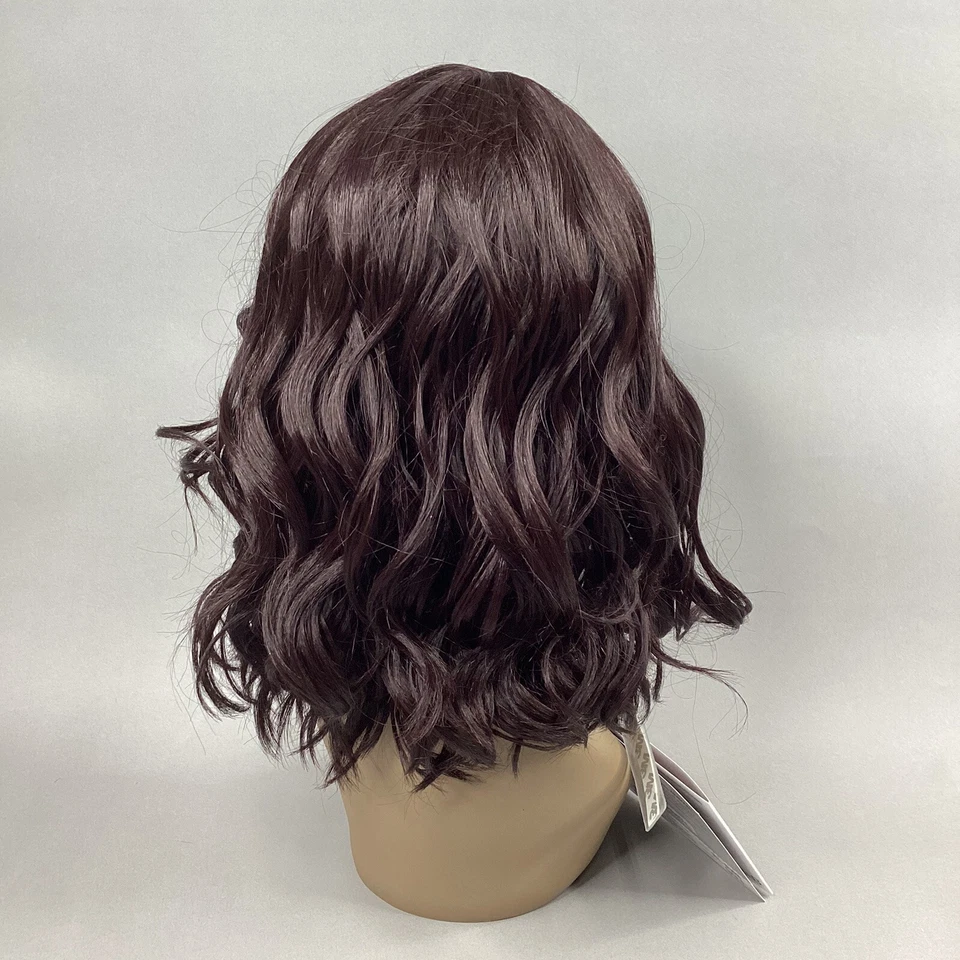 Peluca RNB 99J ciruela oscura corta ondulada curva profunda parte lateral encaje frontal sintético Foto 4 de 4