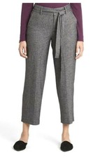 A New Day Women's Ankle Pants Gray High Rise Straight Leg Tie Waist Sz 4Pantalon