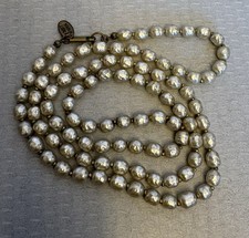 Signed Miriam Haskell Baroque Pearl Necklace 28” Matinee Strand PAT 3427681