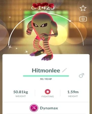 Pokémon Shiny Dynamax Hitmonlee - MlNl PTCs - GO Read Description
