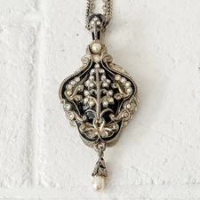 Berebi Art Nouveau Magnifying Glass Pendant Necklace Limited Edition Signed RARE