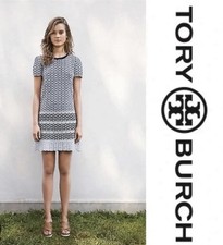Tory Burch Women’s Beverly Dress Blue Feather Crochet Size L