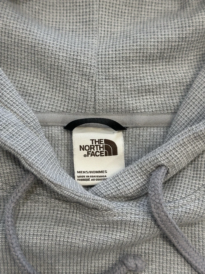 The North Face 华夫格针织连帽衫男式中号灰色保暖套衫运动衫 — 第 3/4 张图片