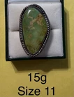 Vintage Navajo Sterling Silver And Turquoise Size 11 Ring