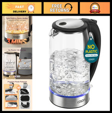 1.7L Electric Kettle - Glass Tea Kettle, Auto Shut-Off, Easy Clean, 1500W, No Pl