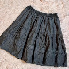 Black Embroidered Rose Bohemian Lagenlook Witchy Grunge Fairy Whimsygoth Skirt