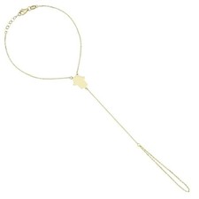 14k Solid Gold Adjustable Finger Ring Bracelet - Hand Chain Bracelet for