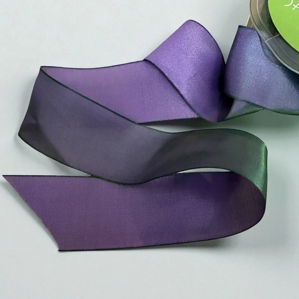 Vintage May Arts Purple 1.5” Two-tone Iridescent Shimmer Ribbon - 30 Yd Spool - Image 2 of 4