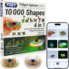 Magnet Fidget Spinner Glow - 16 Blocks, 3In1 Toy: Transformable Fidget Spinner,