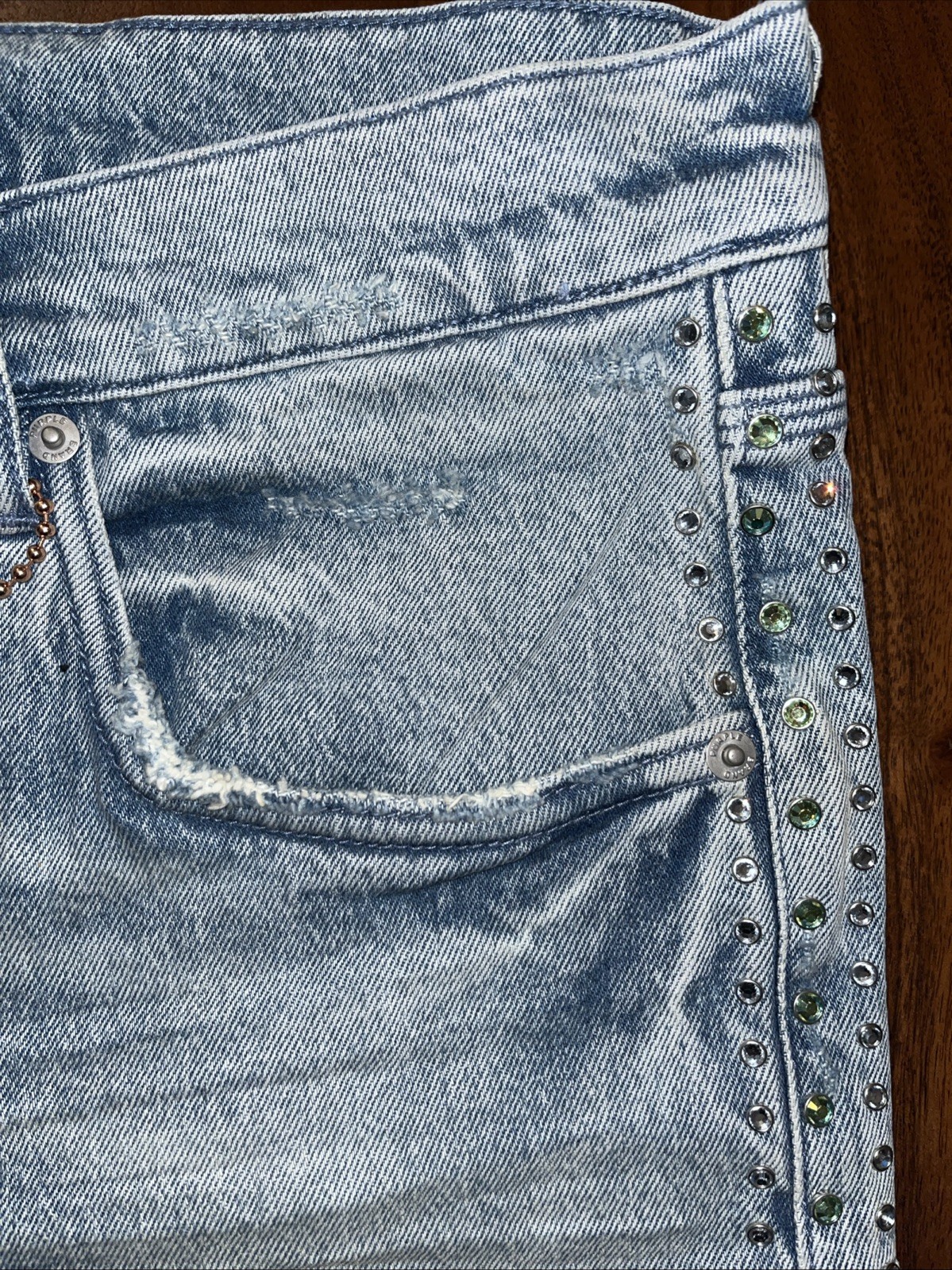 Designer Jeans • Purple Brand Denim Flares Stonewash • S 36x34 • CrystalStudded image 3