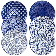 Ceramic Dinner Plates Set of 6, Large Vintage Plates 10.25 Inch Set of 6 for ...