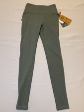Avalanche Women's Fleece Lined Green Stretch Leggings XS Zippered Pockets