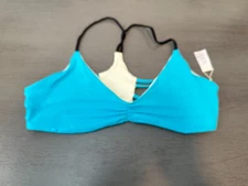 NEW  blue strappy  L SPACE swimsuit bikini top size D cup