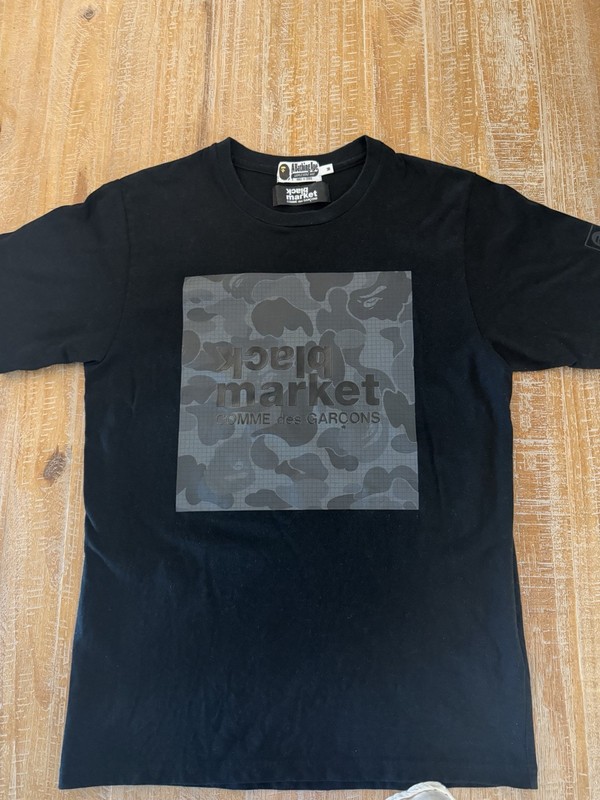 A Bathing Ape BAPE x Black Market Comme des Garcons M Black Graphic Tee Fall 21