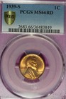 1939 S PCGS MS66RD LINCOLN WHEAT CENT #B52336 — photo 1
