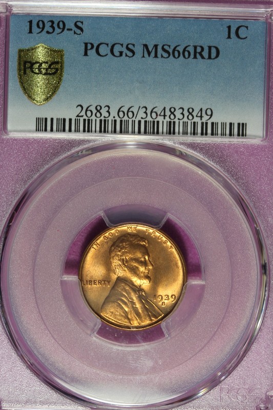 1939 S PCGS MS66RD LINCOLN WHEAT CENT #B52336